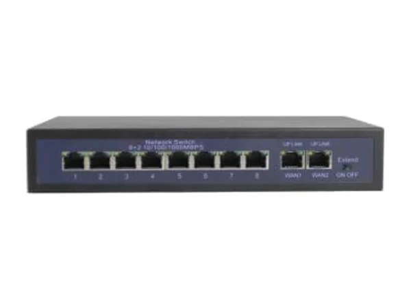 PoE суич, 8-порта PoE + 2 gigabit uplink