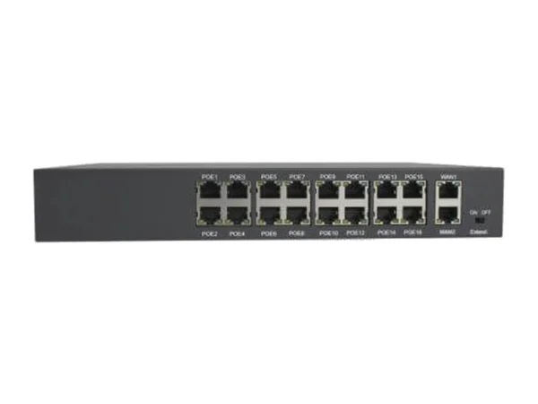 PoE суич, 16-порта PoE + 2 gigabit uplink